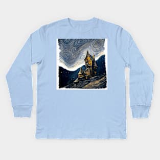 Starry Night Above The Shrieking Shack Kids Long Sleeve T-Shirt